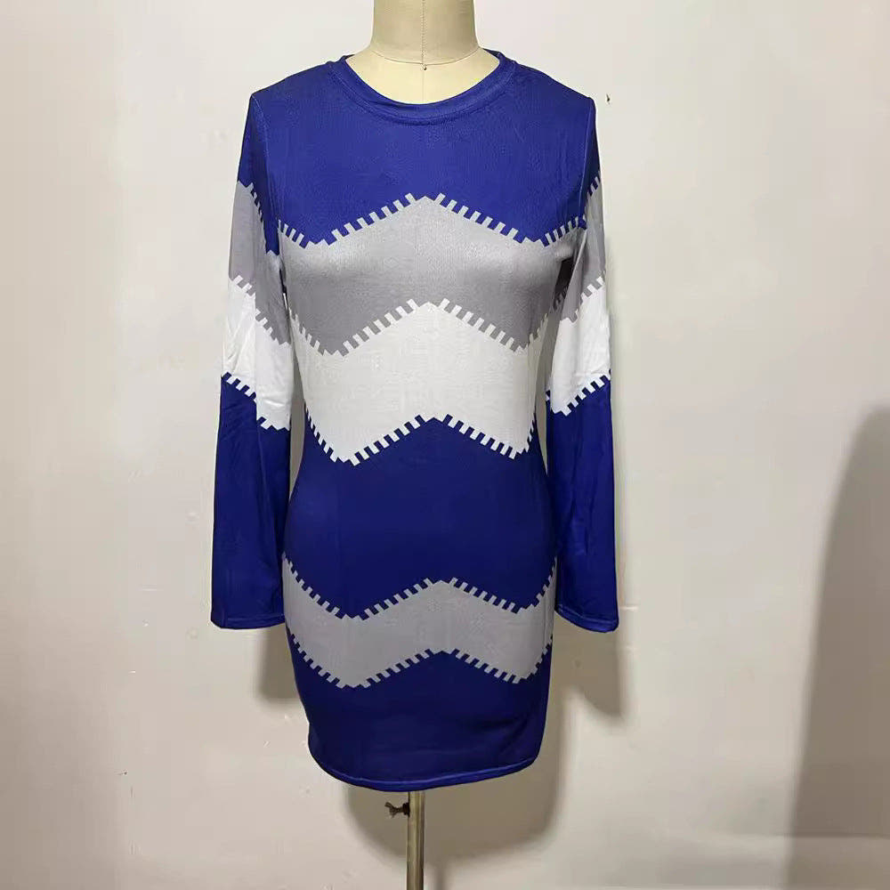Strickkleid mit Chevronmuster und langen Ärmeln für Damen