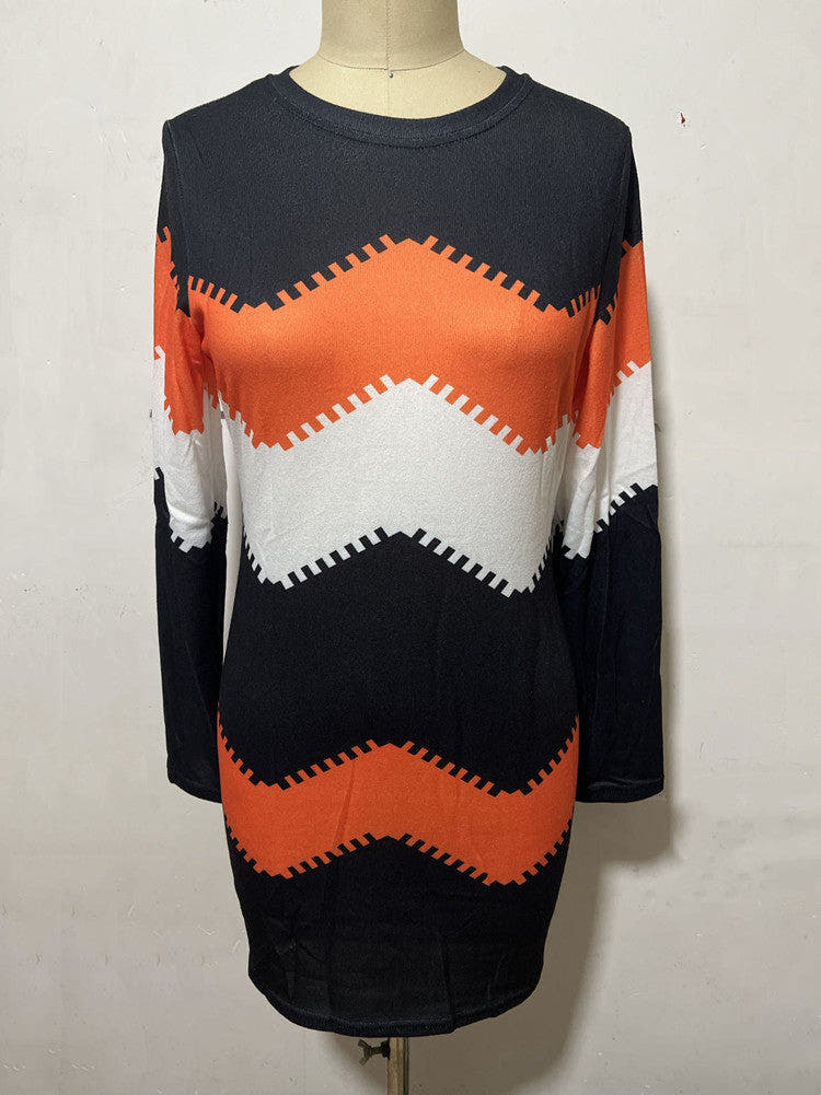 Strickkleid mit Chevronmuster und langen Ärmeln für Damen
