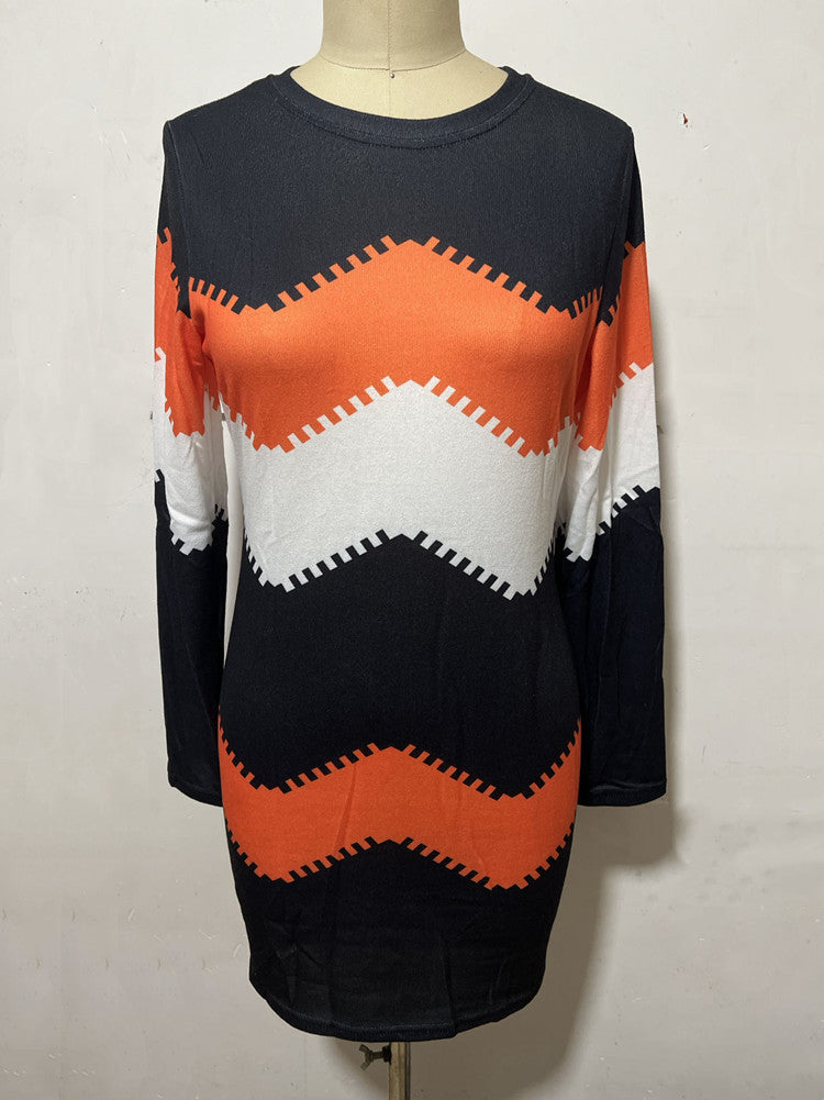 Strickkleid mit Chevronmuster und langen Ärmeln für Damen