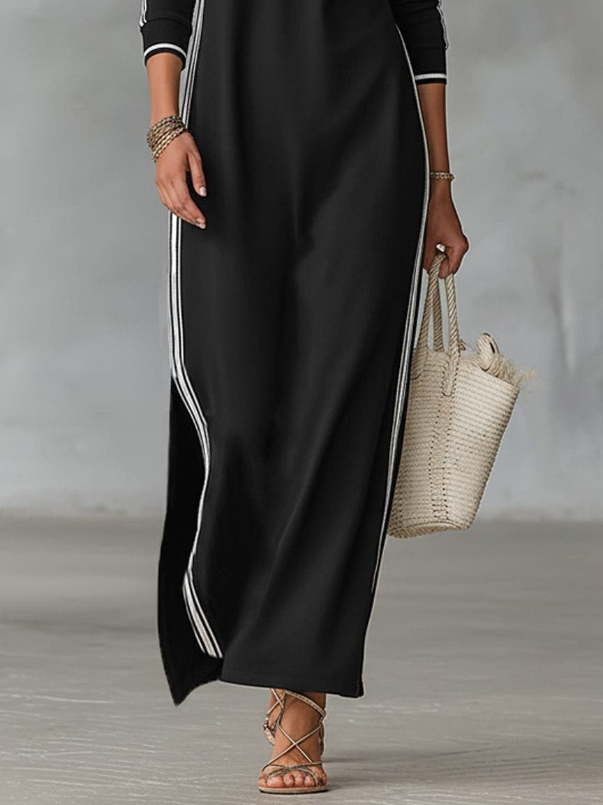 Strickkleid in Maxilänge mit Kragen und Knopfleiste für Damen