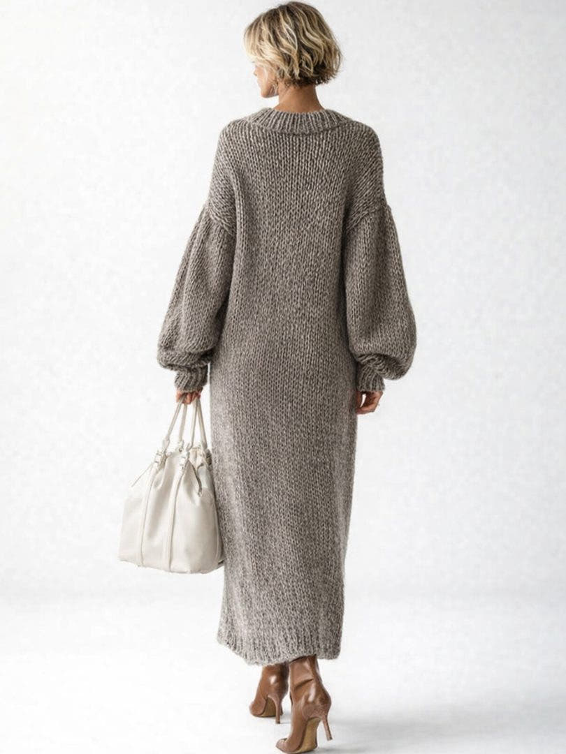 Langes Strickkleid in Oversize-Schnitt mit Rippstrick für Damen