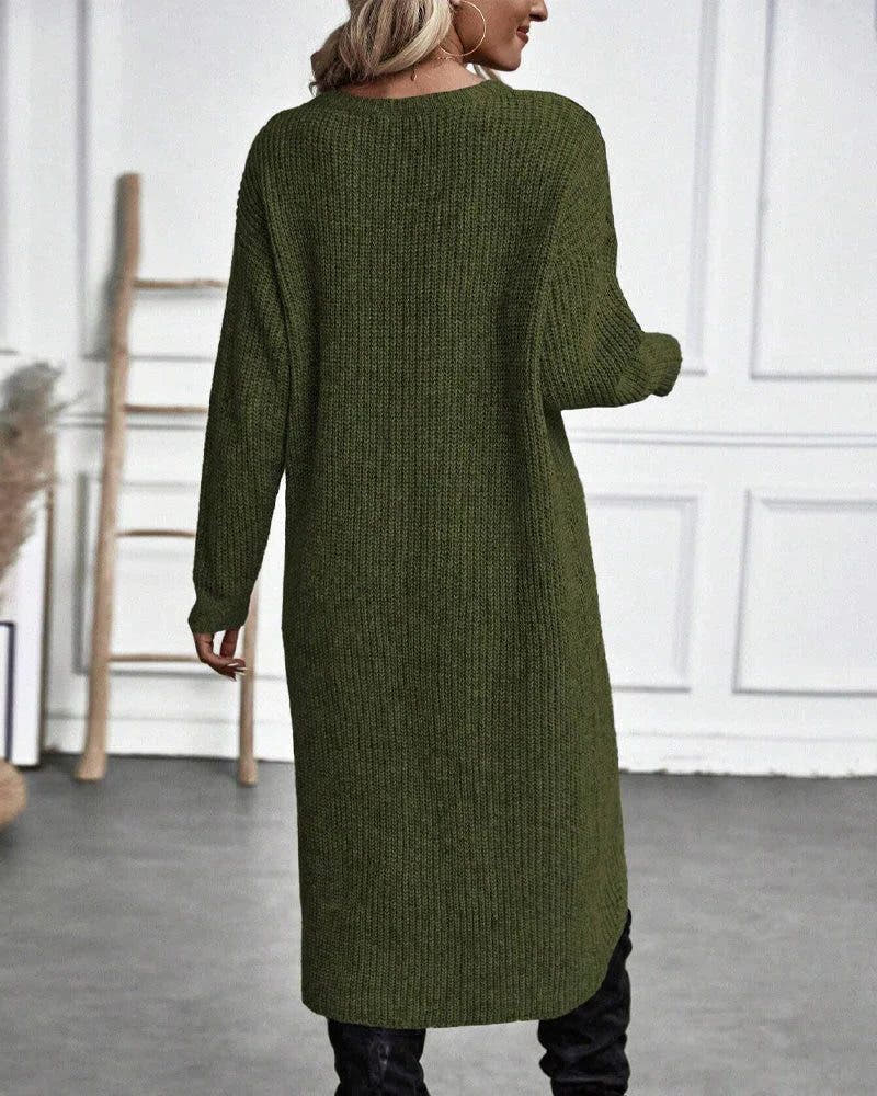 Strickkleid mit Wickeloptik und asymmetrischem Saum für Damen