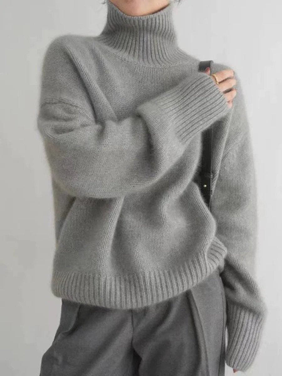 Kaschmirpullover Damen Oversize mit Rollkragen, hüftlang