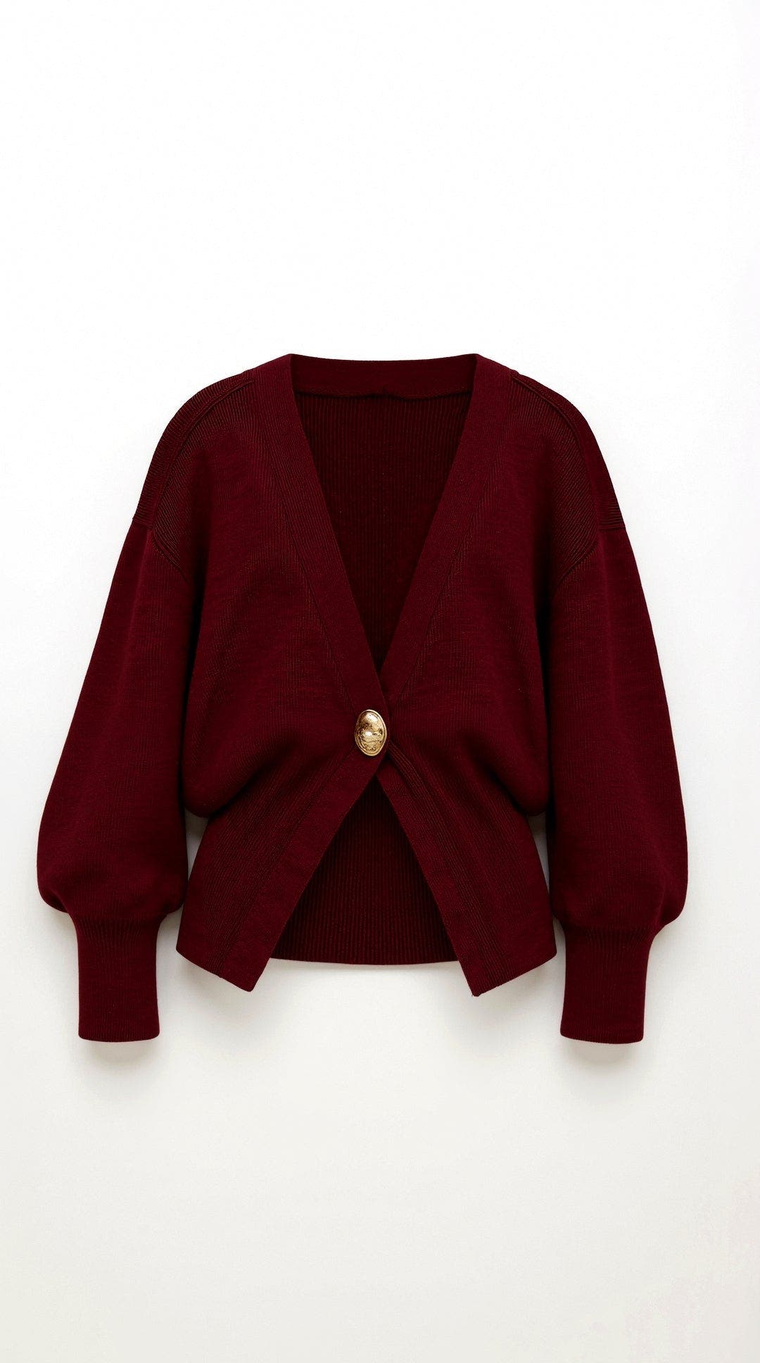Pullover mit V-Ausschnitt und goldfarbenem Knopf für Damen