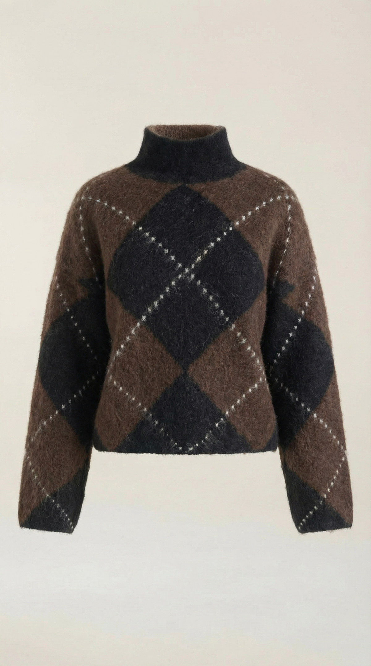 Rollkragenpullover mit Argyle-Muster und Oversize-Schnitt für Damen