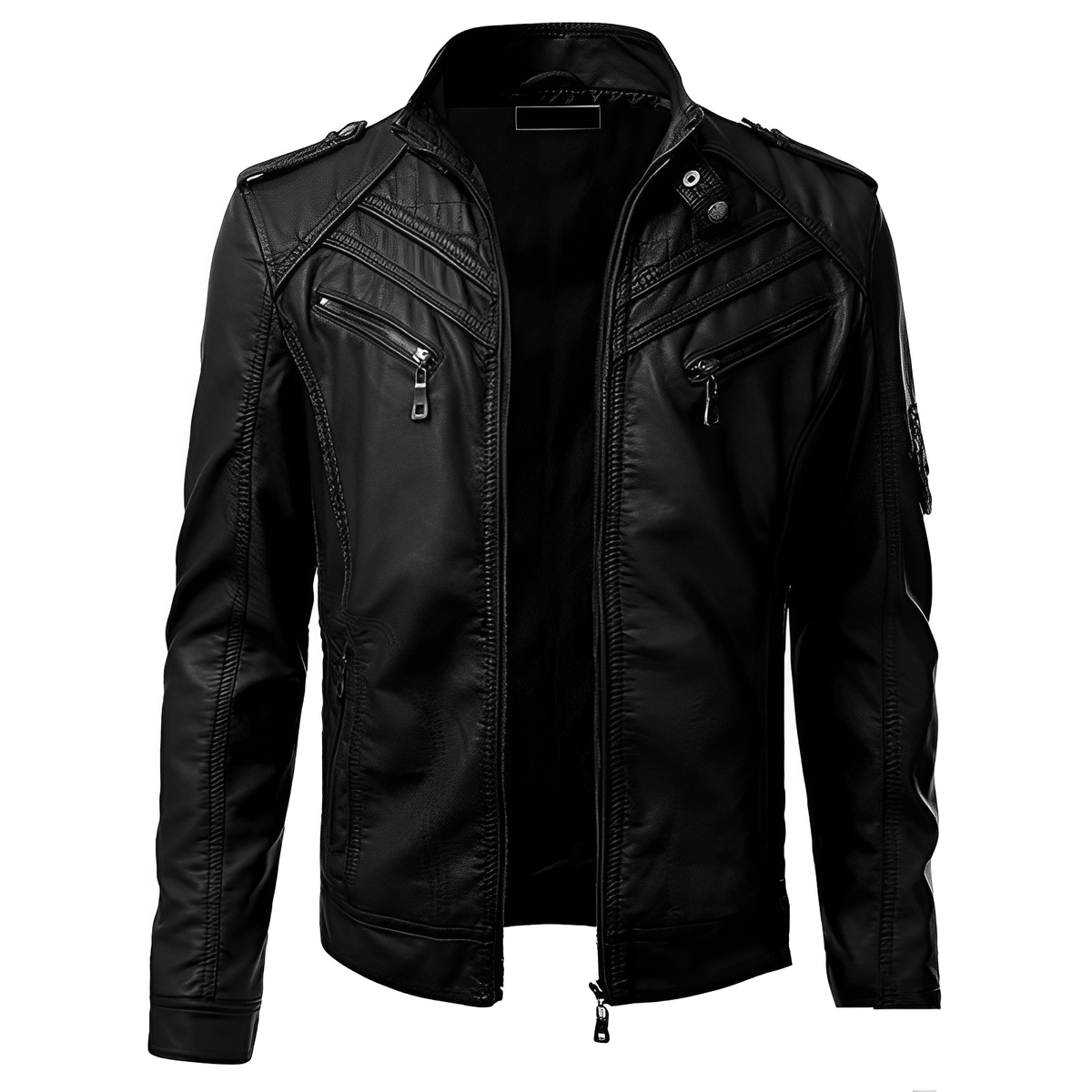 Lederjacke Herren aus Kunstleder, hüftlang und tailliert