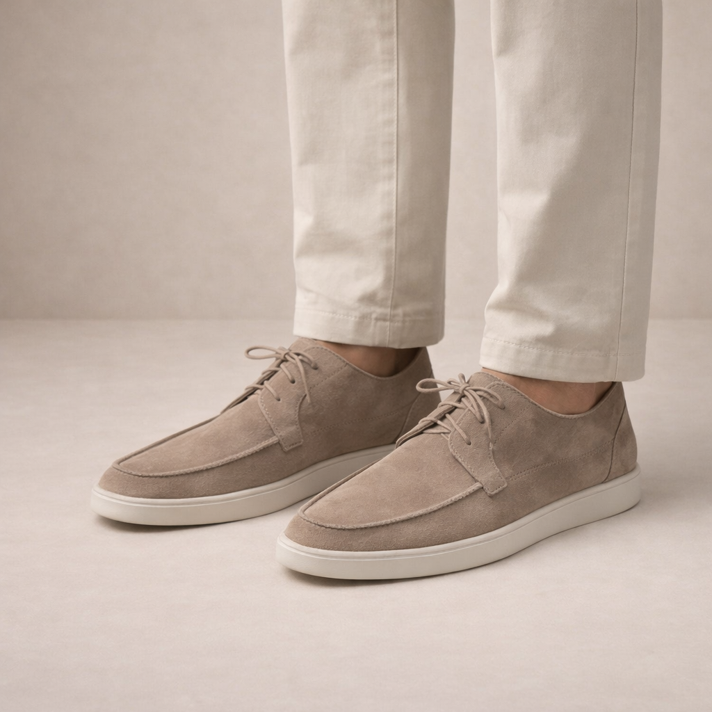 Lederschuhe Herren in Wildleder-Optik mit Schnürung, Halbschuhe
