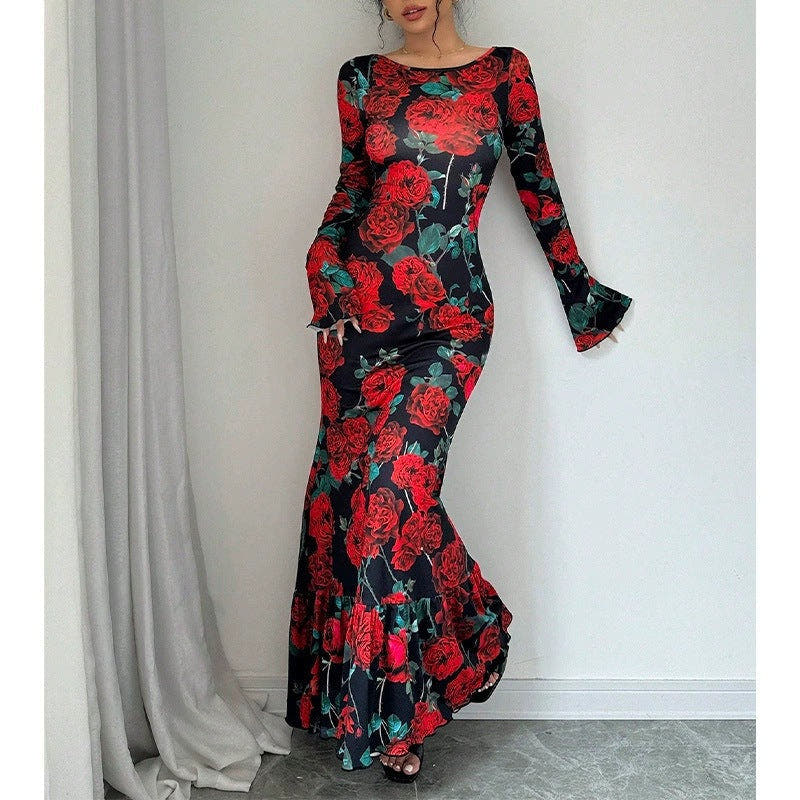 Kleid mit Meerjungfrauenschnitt und Volantsaum für Damen