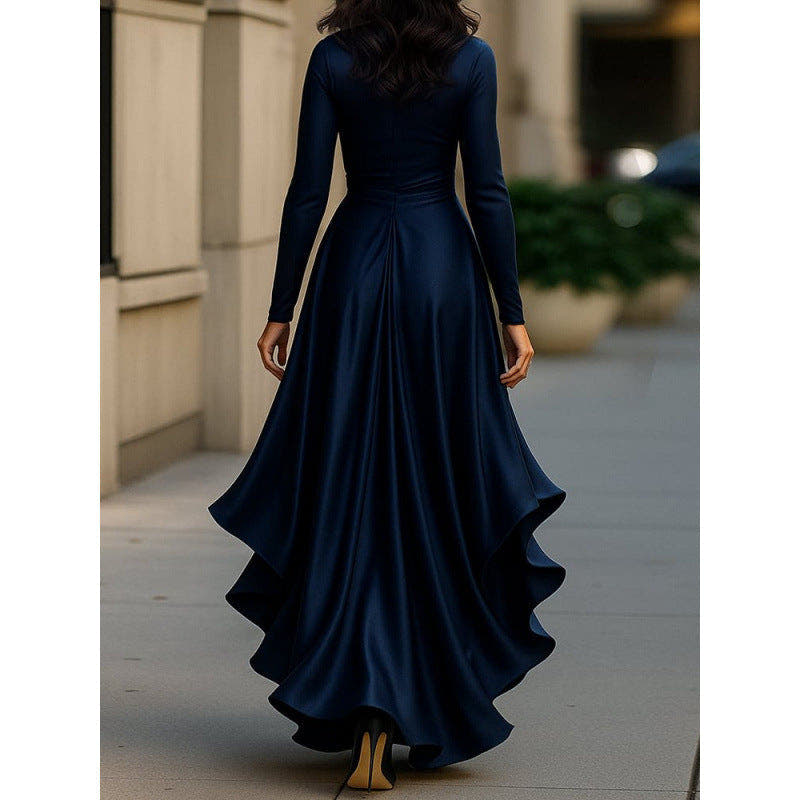 Wickelkleid mit langen Ärmeln und asymmetrischem Saum für Damen
