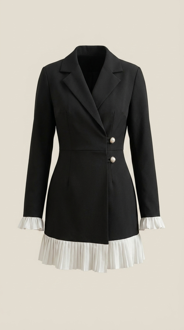Blazerkleid mit Wickeleffekt und Plisseesaum für Damen
