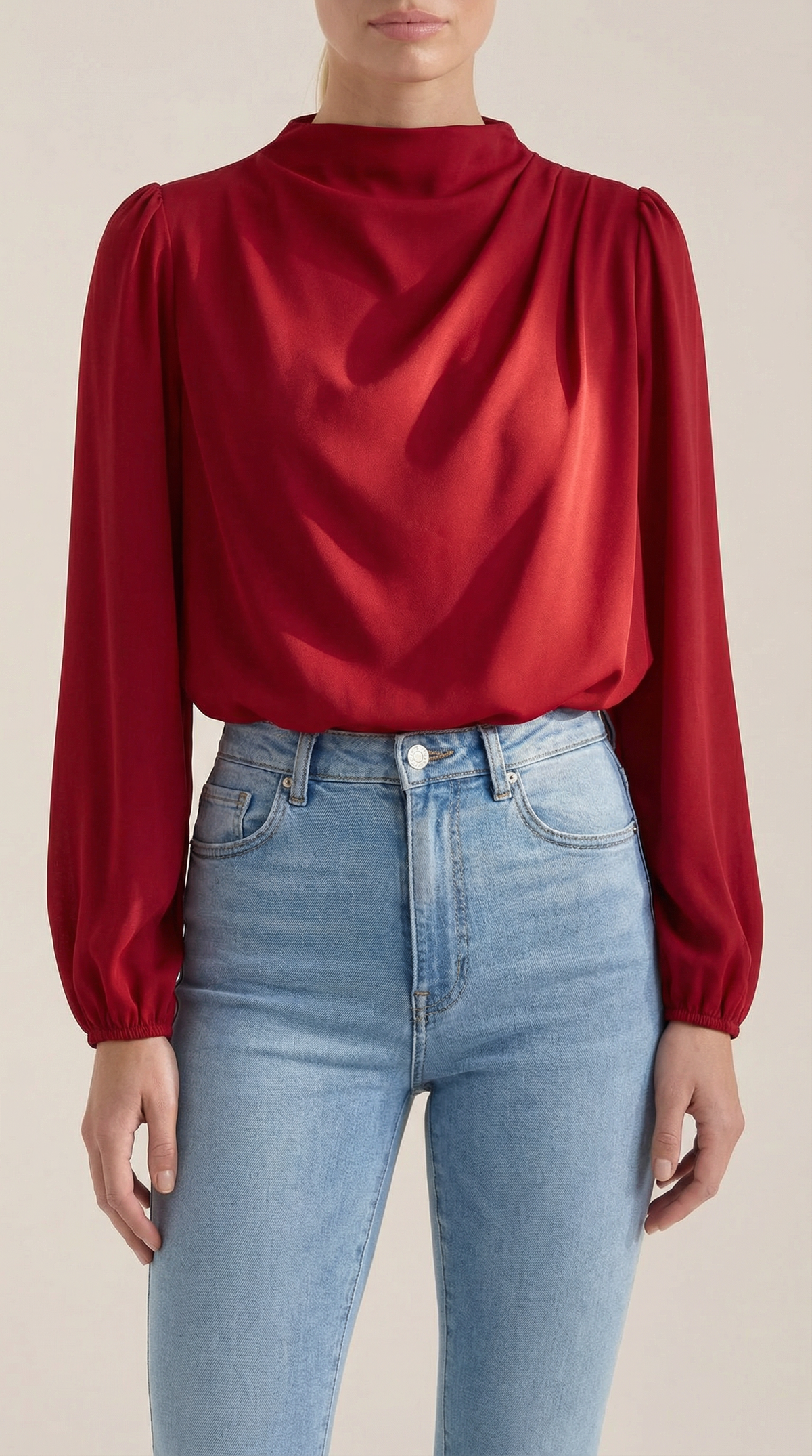 Bluse mit Drapierung und Raffung am Ausschnitt für Damen