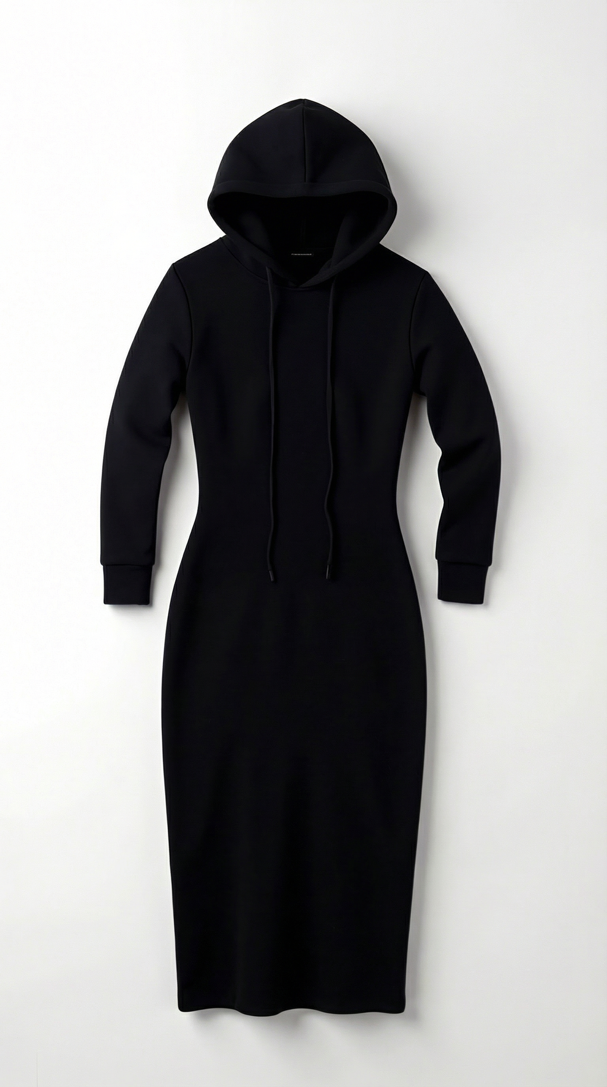 Langes Kleid mit Kapuze, Kordelzug und figurbetontem Schnitt für Damen