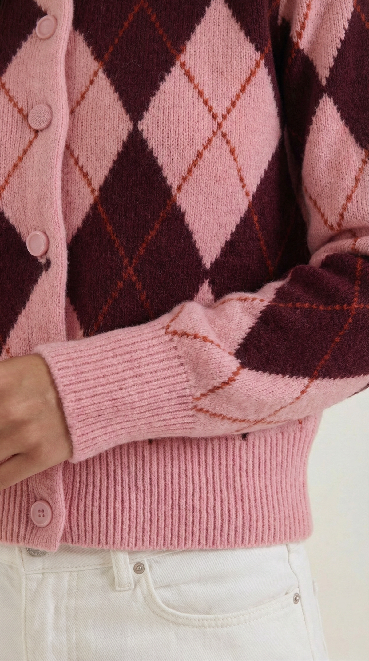 Strickjacke mit Argyle-Muster und Knopfleiste für Damen