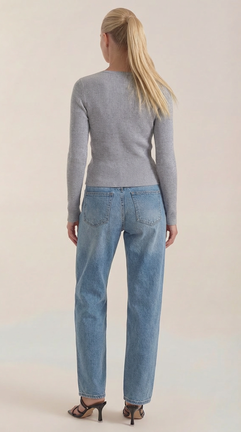 Pullover mit V-Ausschnitt und weicher Rippstruktur für Damen