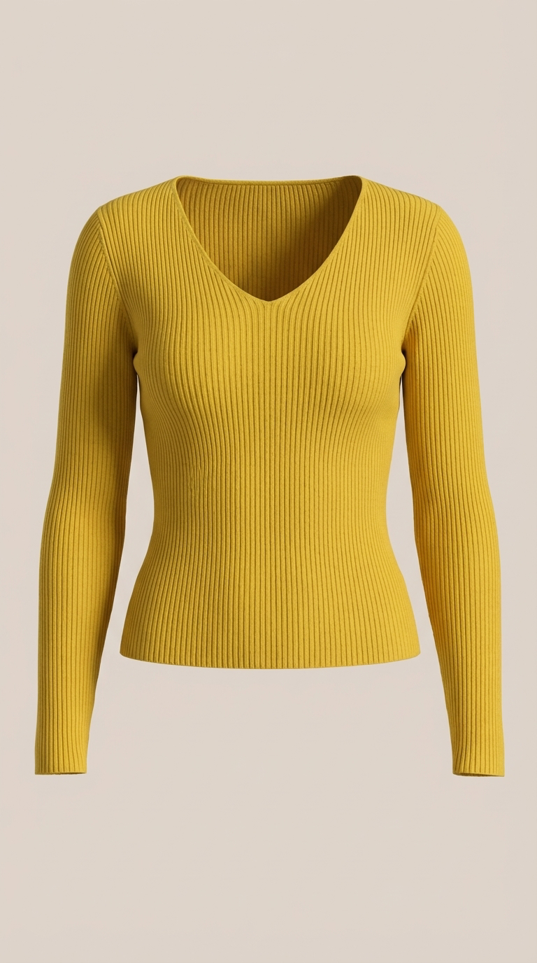 Pullover mit V-Ausschnitt und weicher Rippstruktur für Damen