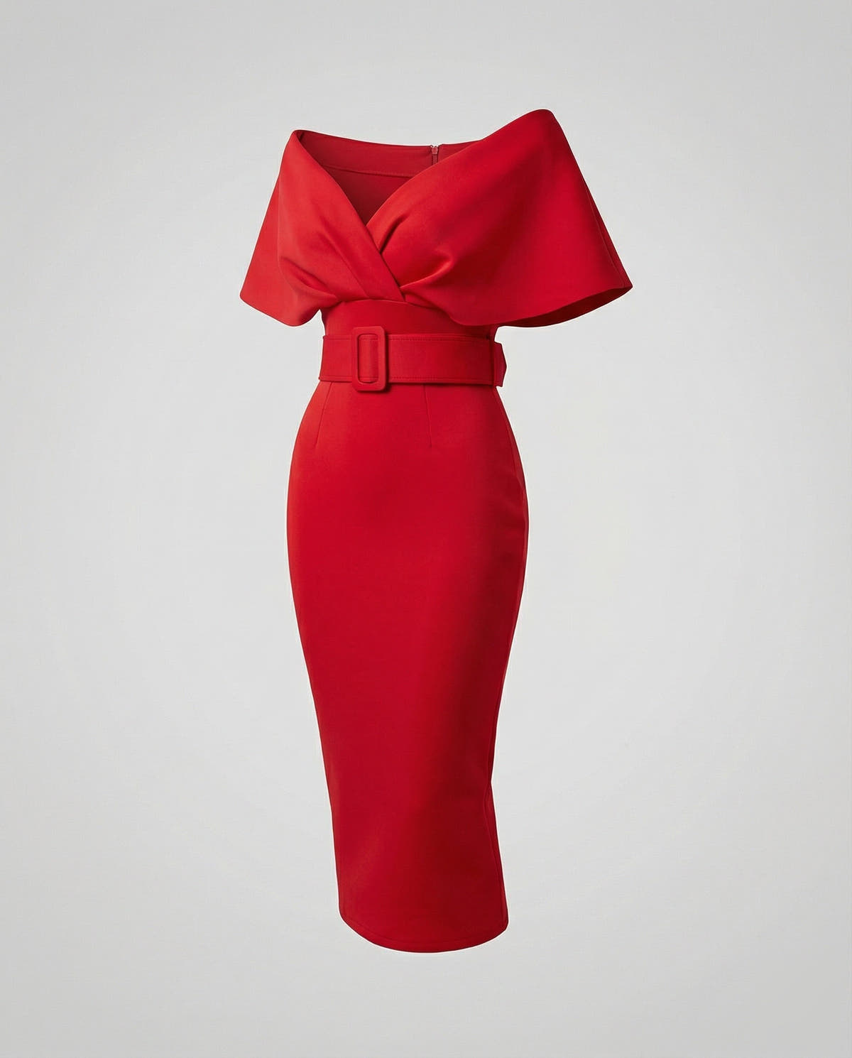 Midikleid Damen aus Stretch-Krepp, gefüttert und schulterfrei