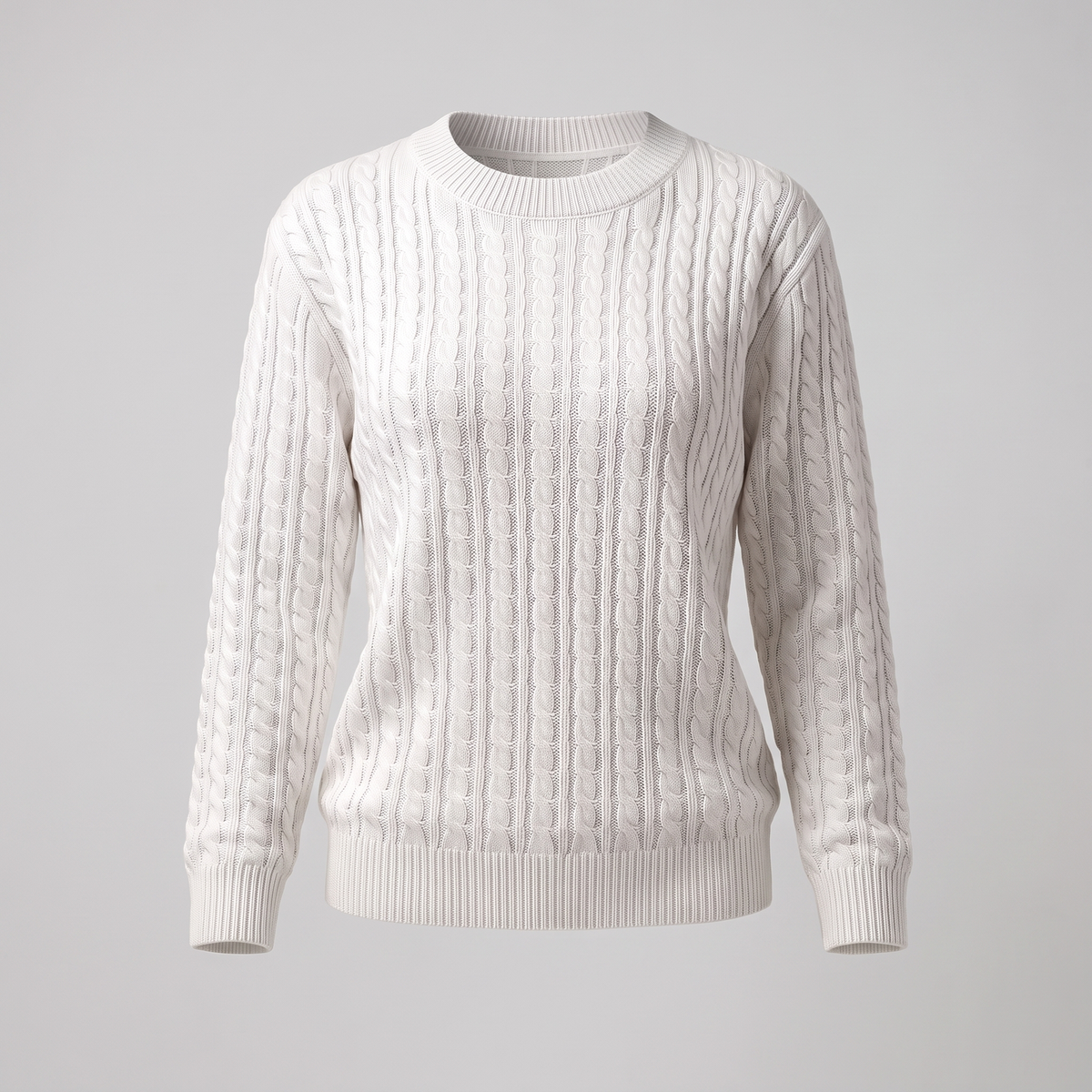 Norweger Pullover Damen aus Baumwolle, locker mit Zopfmuster