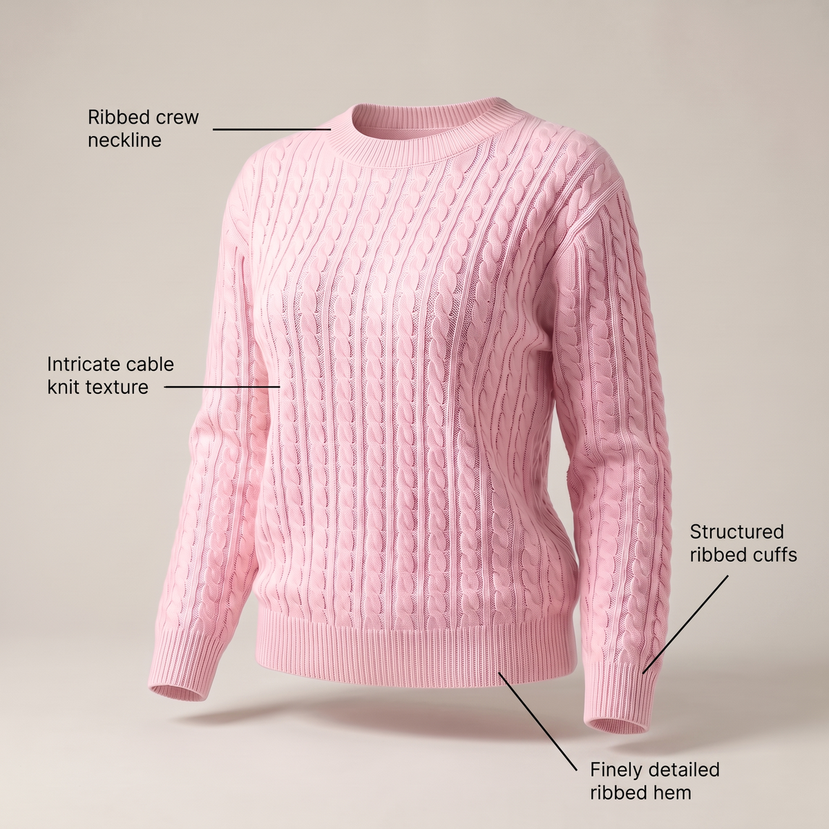 Norweger Pullover Damen aus Baumwolle, locker mit Zopfmuster