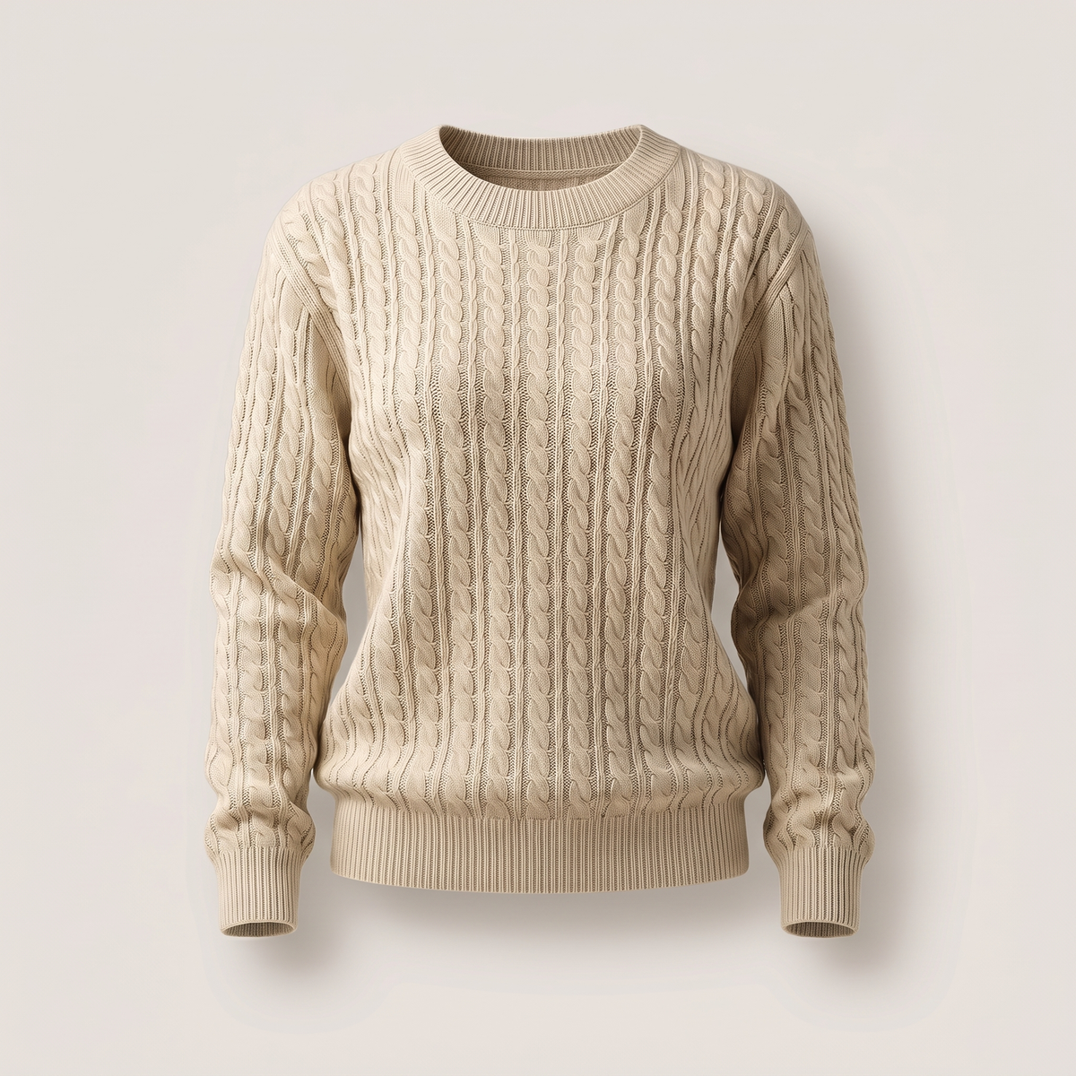 Norweger Pullover Damen aus Baumwolle, locker mit Zopfmuster