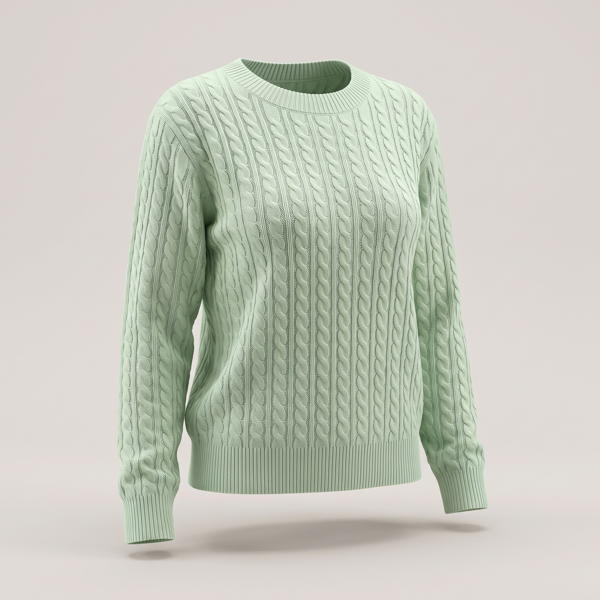 Norweger Pullover Damen aus Baumwolle, locker mit Zopfmuster