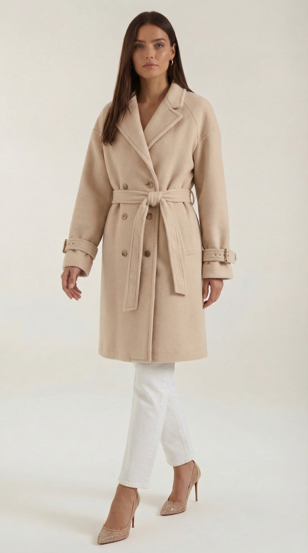 Mantel aus Fleece im Oversize-Schnitt mit Gürtel für Damen