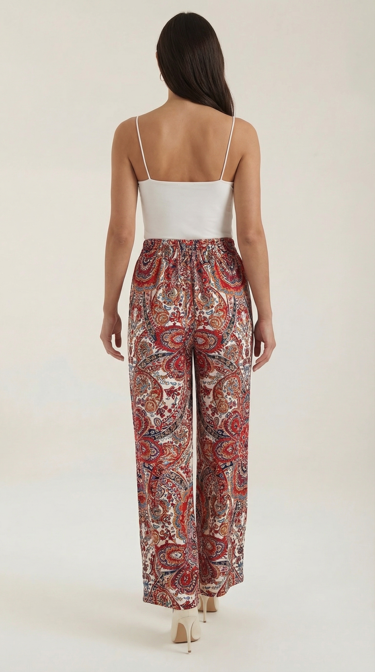 Weite Hose mit Paisleymuster und Gummibund für Damen
