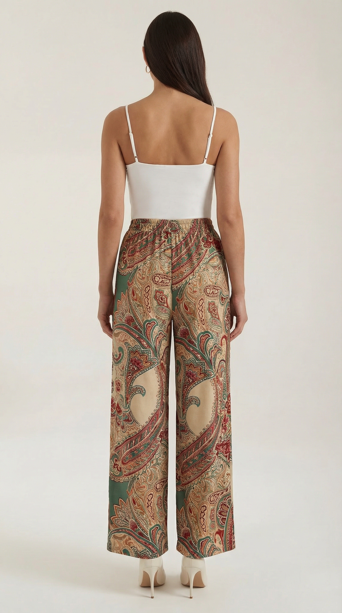 Weite Hose mit Paisleymuster und Gummibund für Damen