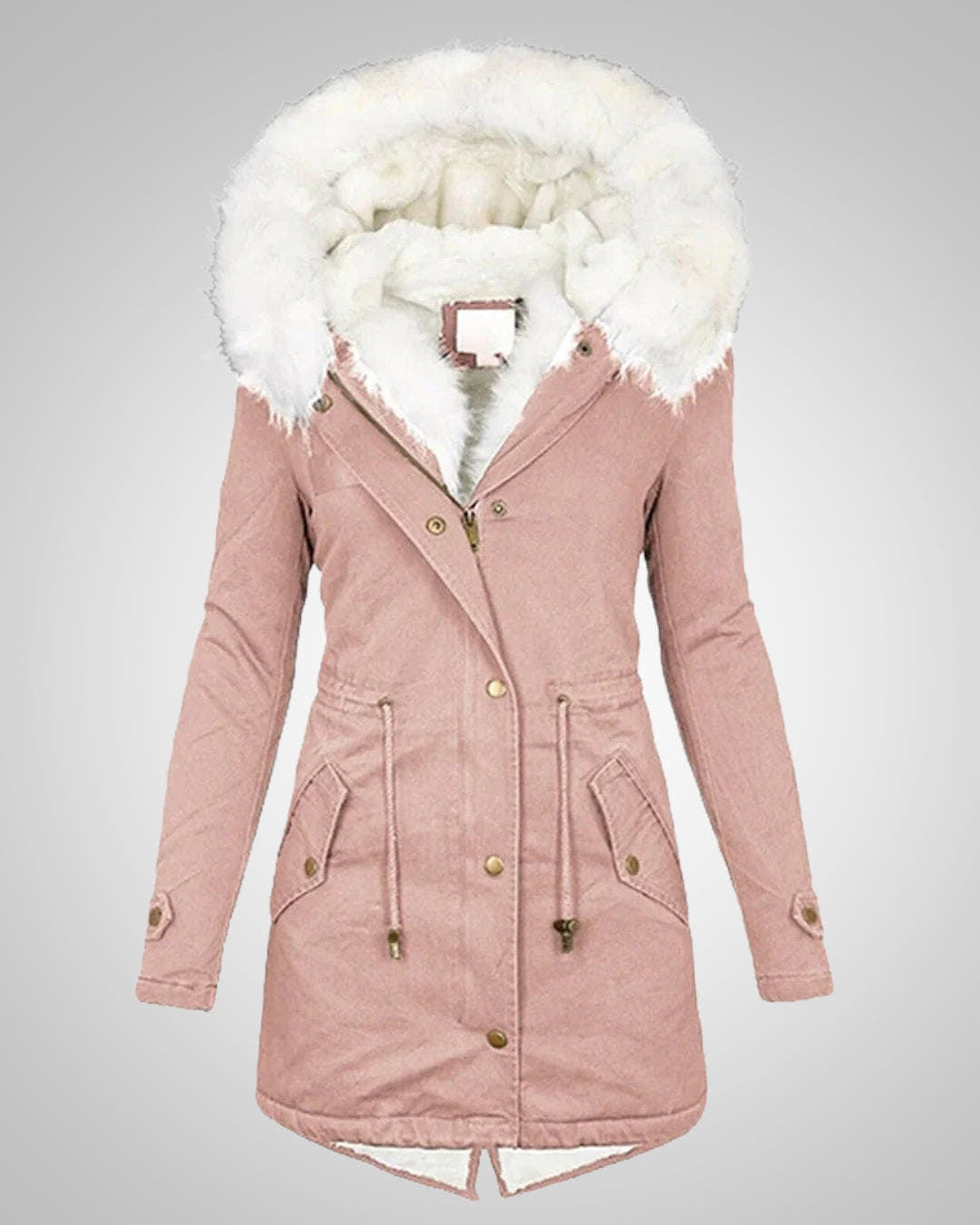 Parka Damen mit Fleecefutter, tailliert und abnehmbarer Kapuze