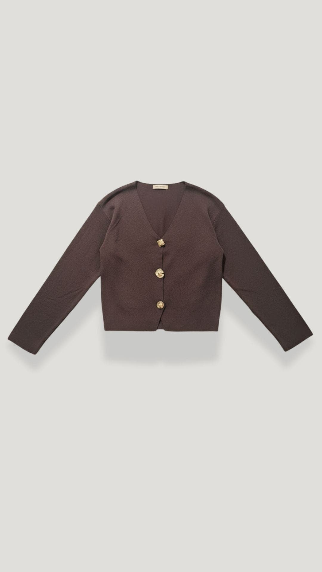 Kurze Strickjacke mit V-Ausschnitt und goldfarbenen Knöpfen für Damen