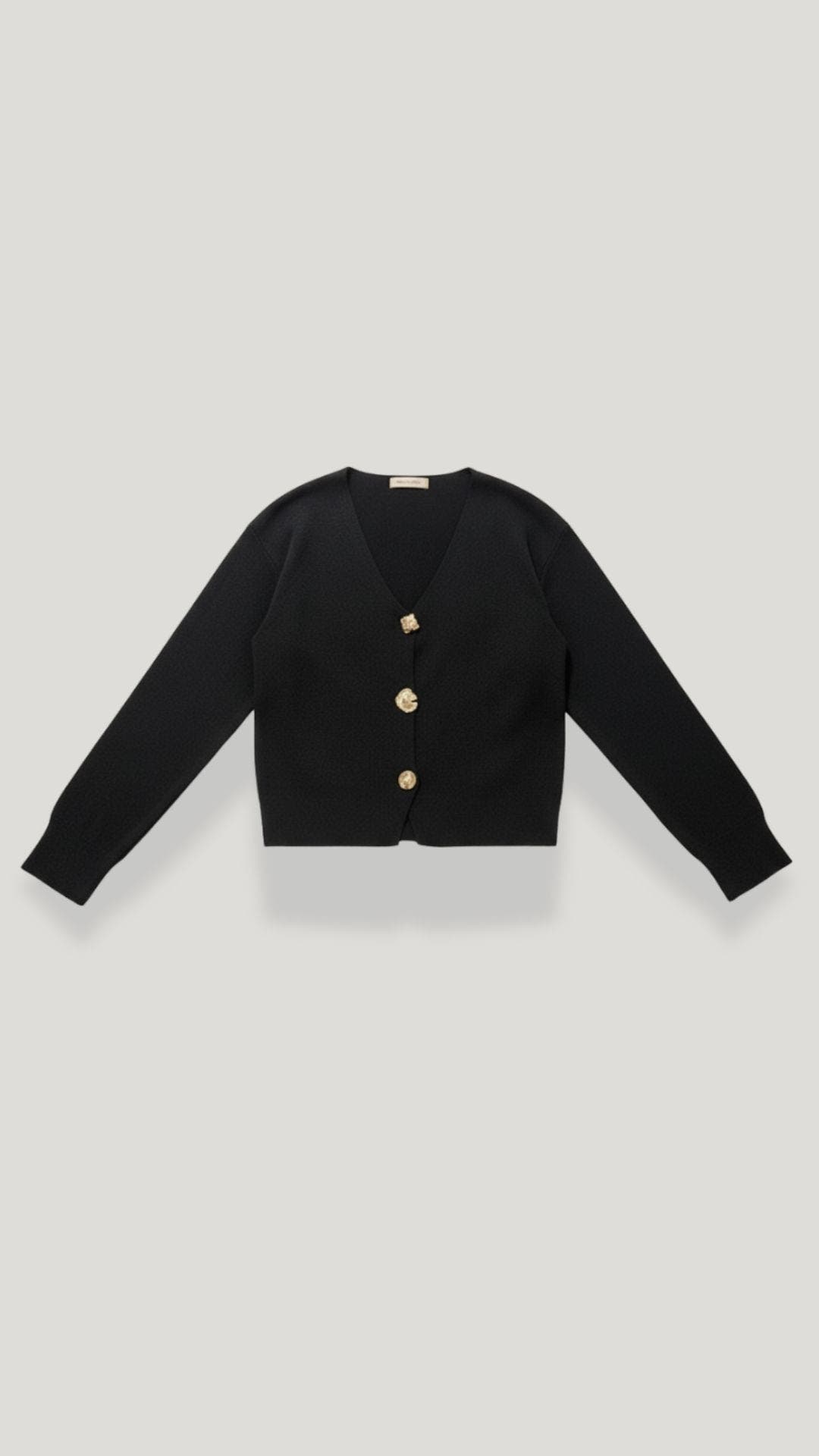 Kurze Strickjacke mit V-Ausschnitt und goldfarbenen Knöpfen für Damen