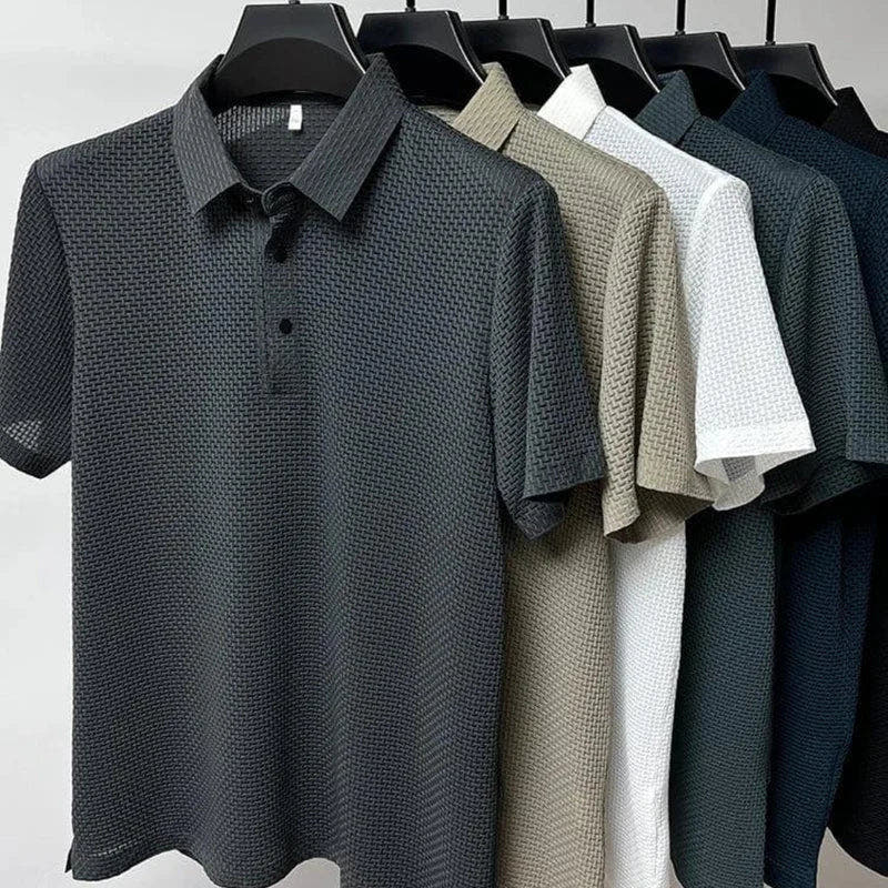 Polo Herren knitterarm, kurzärmlig mit strukturierter Oberfläche