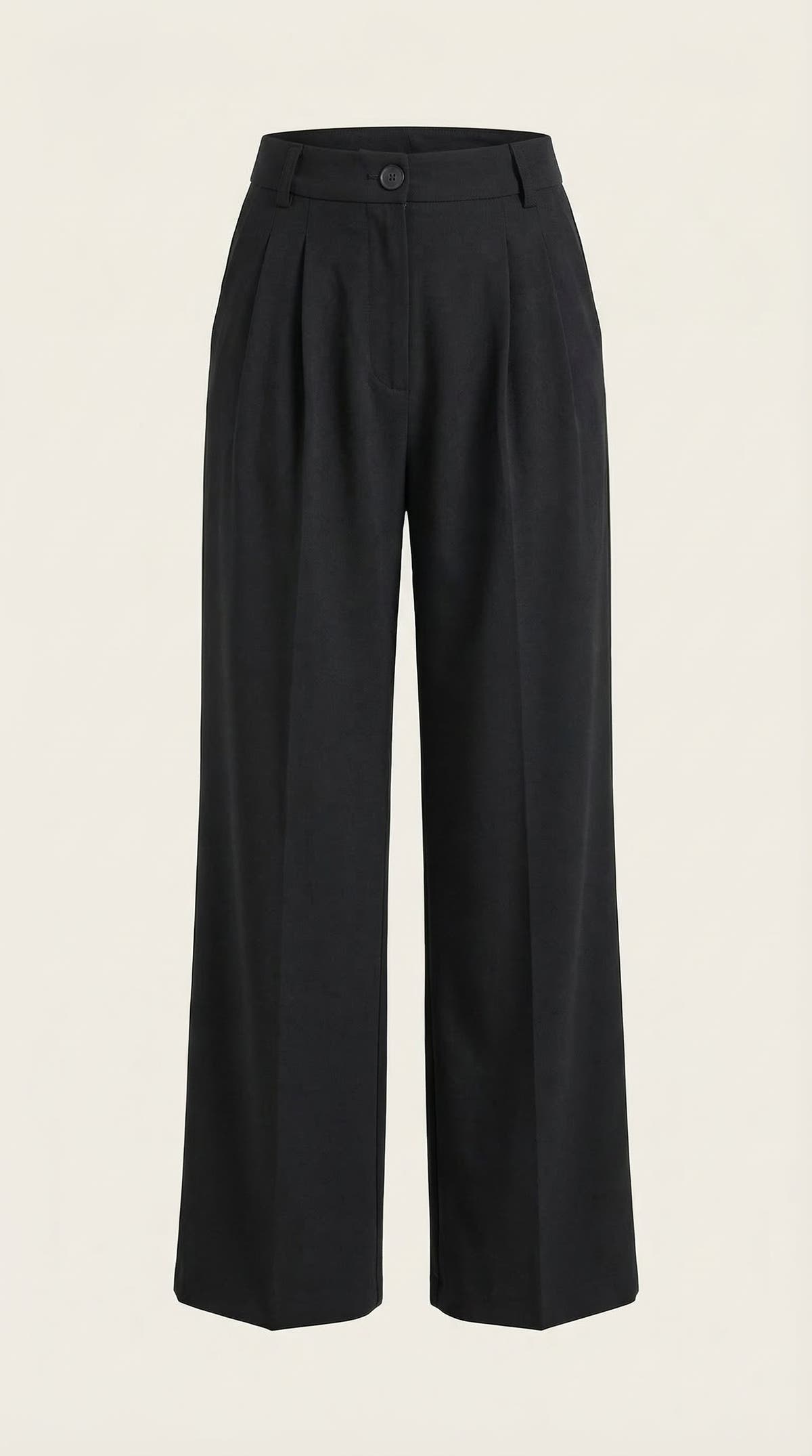 Stoffhose mit hohem Bund, Bundfalten und weitem Bein für Damen