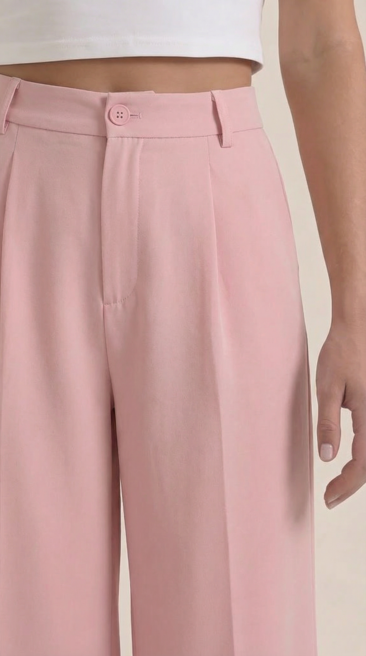 Stoffhose mit hohem Bund, Bundfalten und weitem Bein für Damen