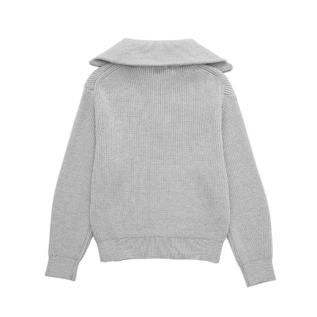 Rollkragenpullover Damen in Strick mit kurzem Reissverschluss