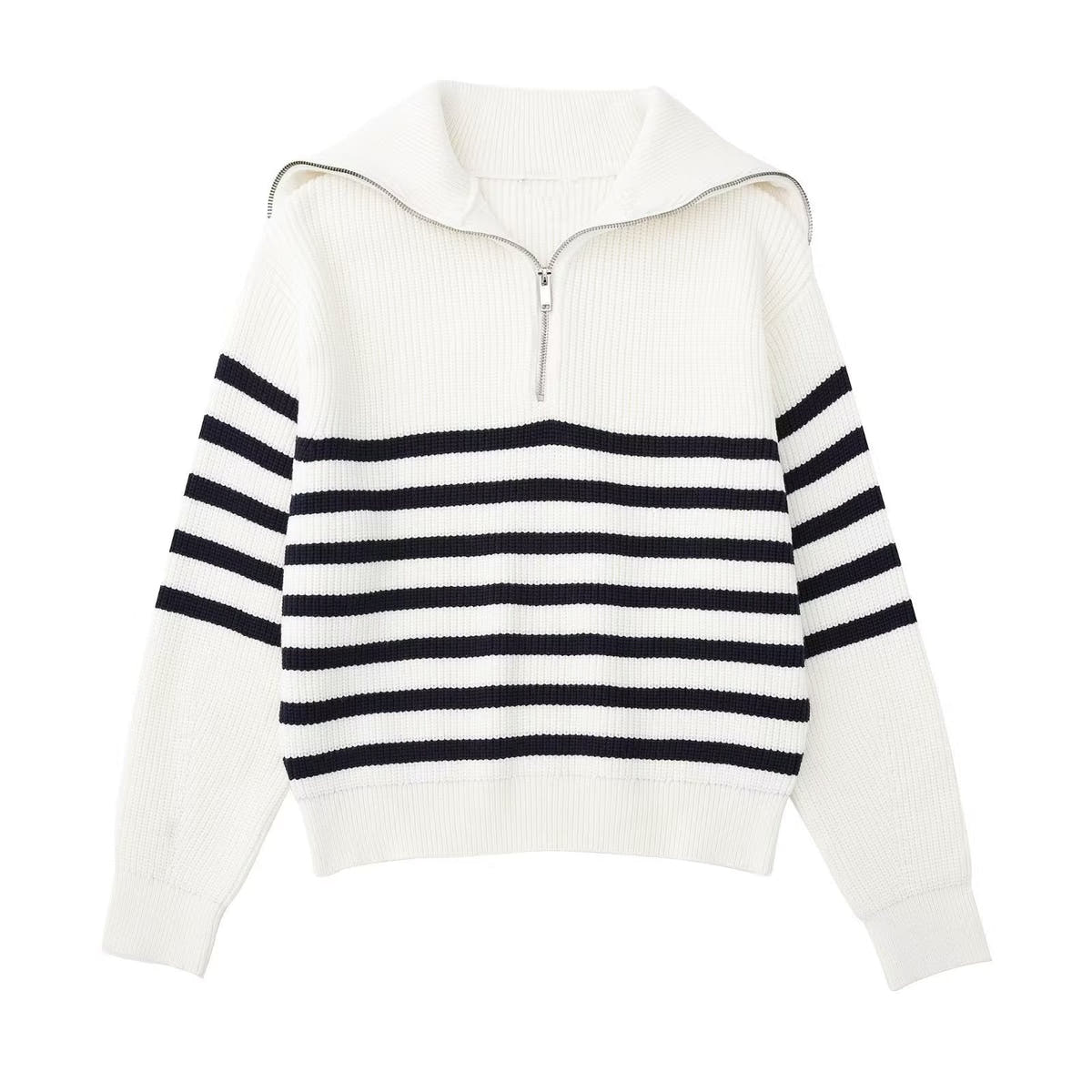 Rollkragenpullover Damen in Strick mit kurzem Reissverschluss