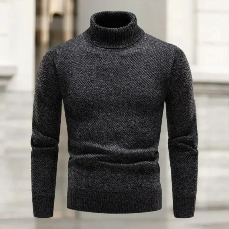 Rollkragenpullover Herren aus dickem Strick, schmal geschnitten