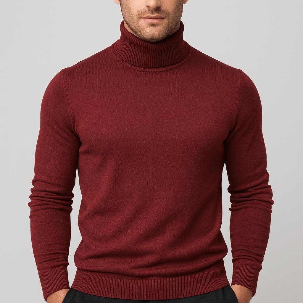 Rollkragenpullover Herren in Feinstrick, langärmlig und hüftlang