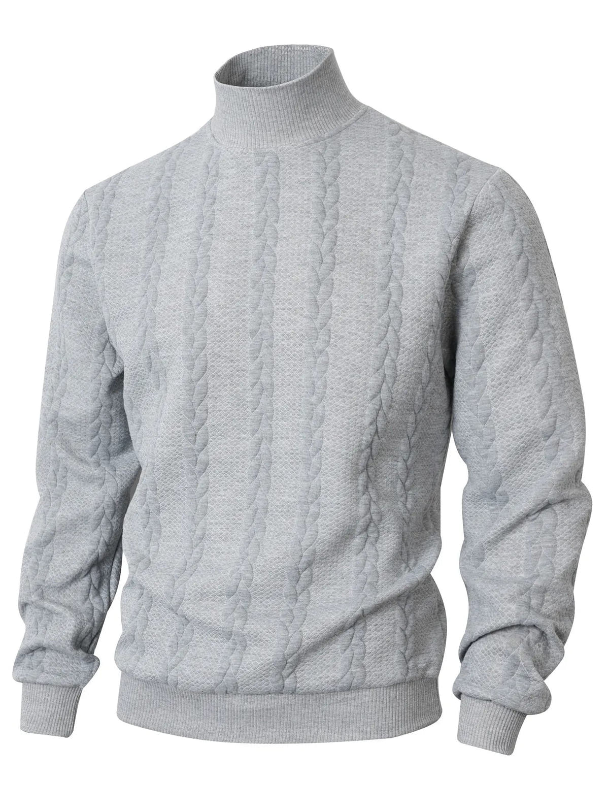 Rollkragenpullover Herren mit Zopfmuster, gerader Schnitt
