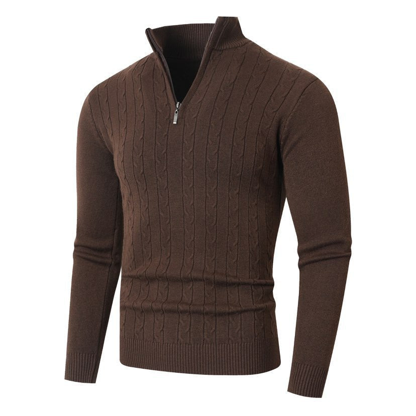 Rollkragenpullover Herren mit Zopfmuster, tailliert und hüftlang