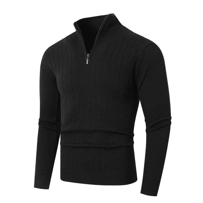 Rollkragenpullover Herren mit Zopfmuster, tailliert und hüftlang