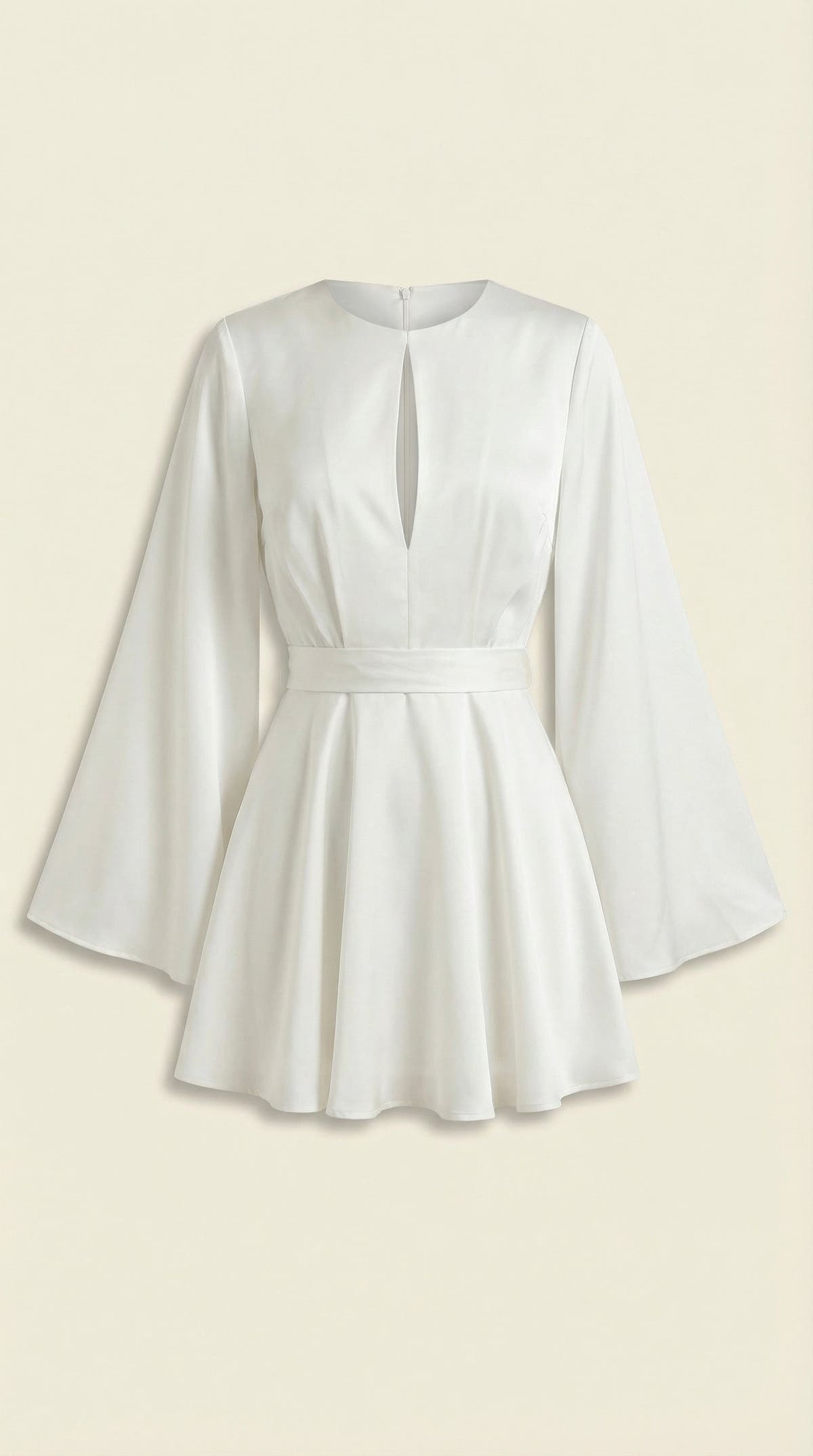 Kurzes Kleid mit Glockenärmeln und Bindegürtel für Damen