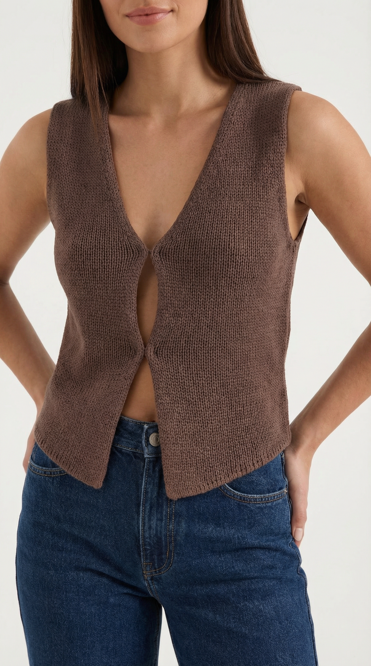 Oberteil aus Strick mit V-Ausschnitt und Cut-out für Damen