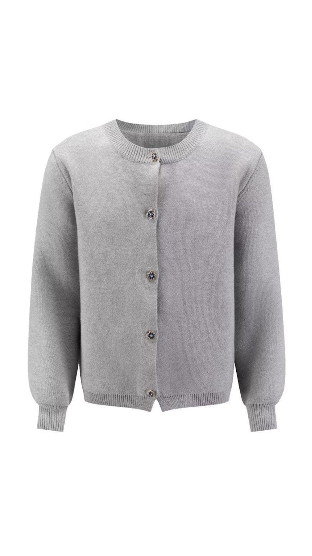 Strickjacke mit Rundhalsausschnitt und Knopfleiste für Damen