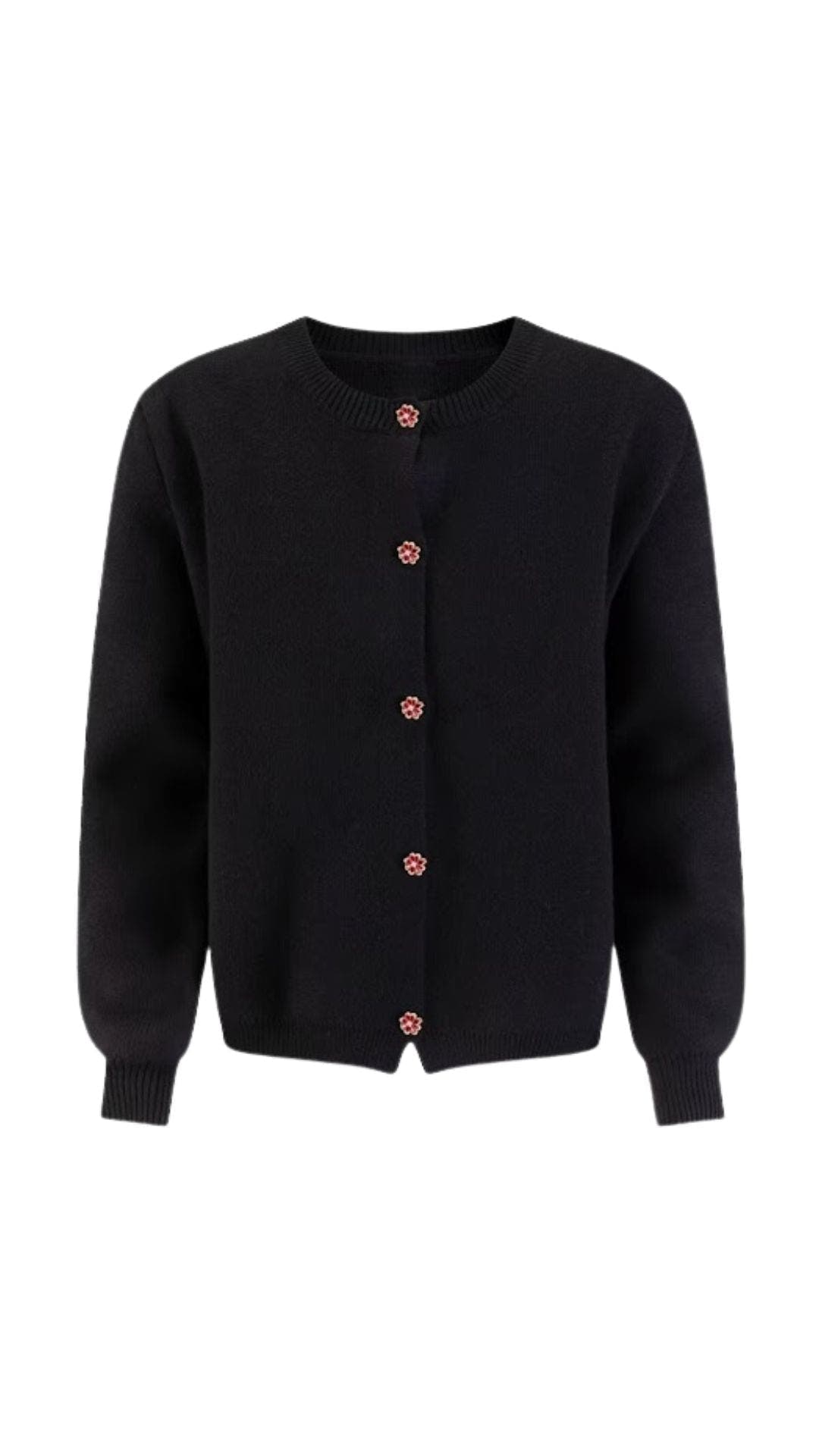 Strickjacke mit Rundhalsausschnitt und Knopfleiste für Damen