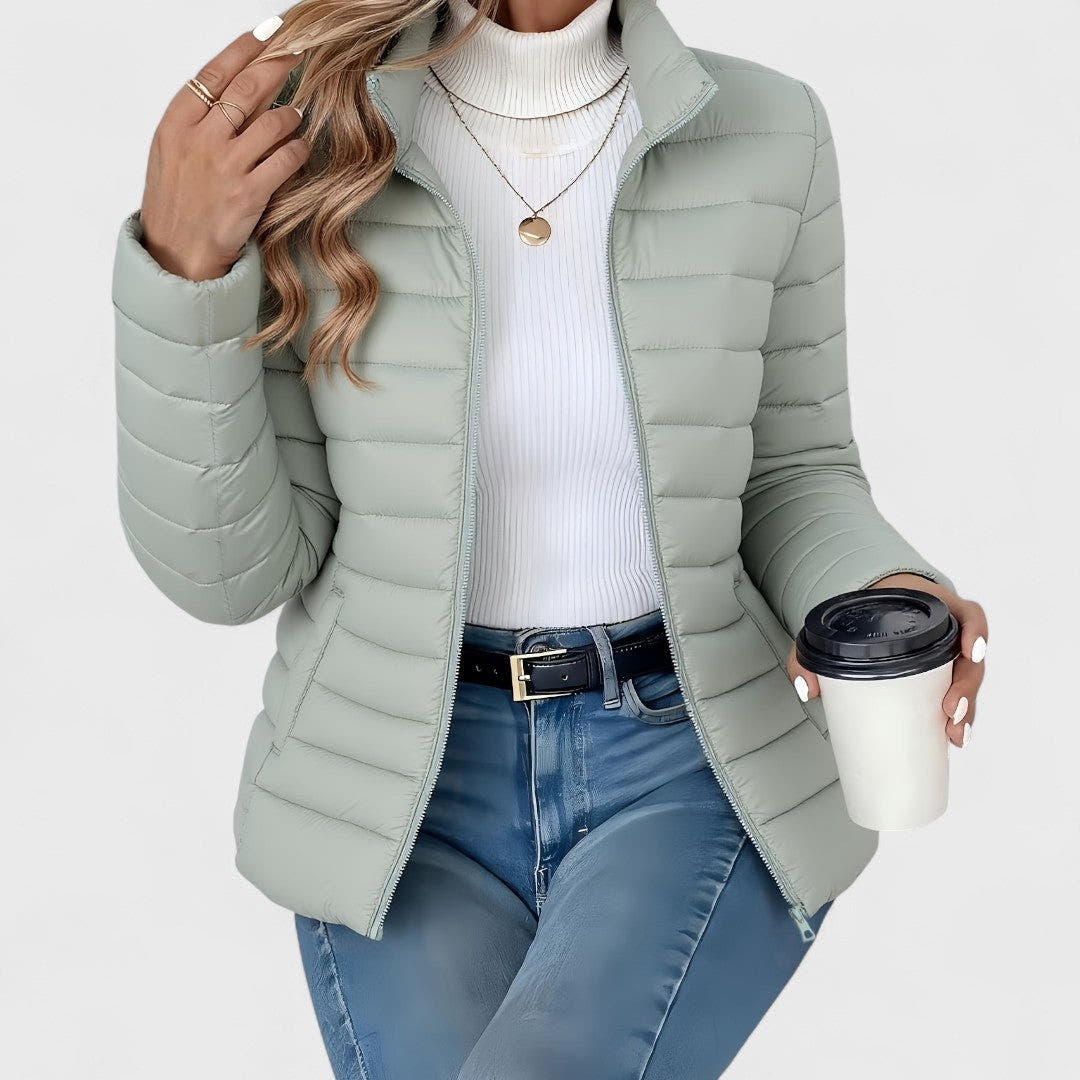 Steppjacke Damen leicht, hüftlang mit Stehkragen