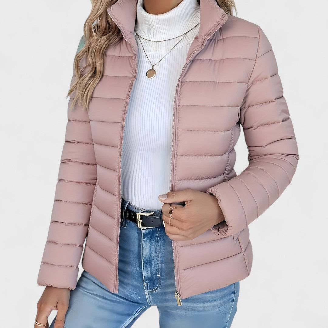 Steppjacke Damen leicht, hüftlang mit Stehkragen