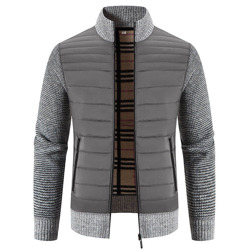 Steppjacke Herren mit Strickärmeln und Stehkragen, Hybridjacke
