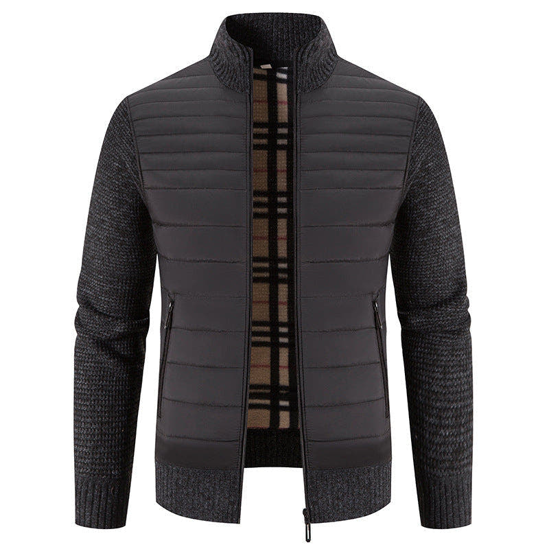 Steppjacke Herren mit Strickärmeln und Stehkragen, Hybridjacke