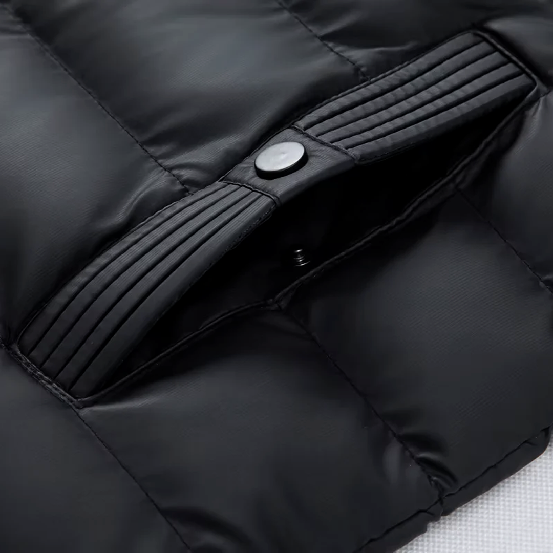 Steppjacke Herren wasserabweisend mit abnehmbarer Kapuze, hüftlang
