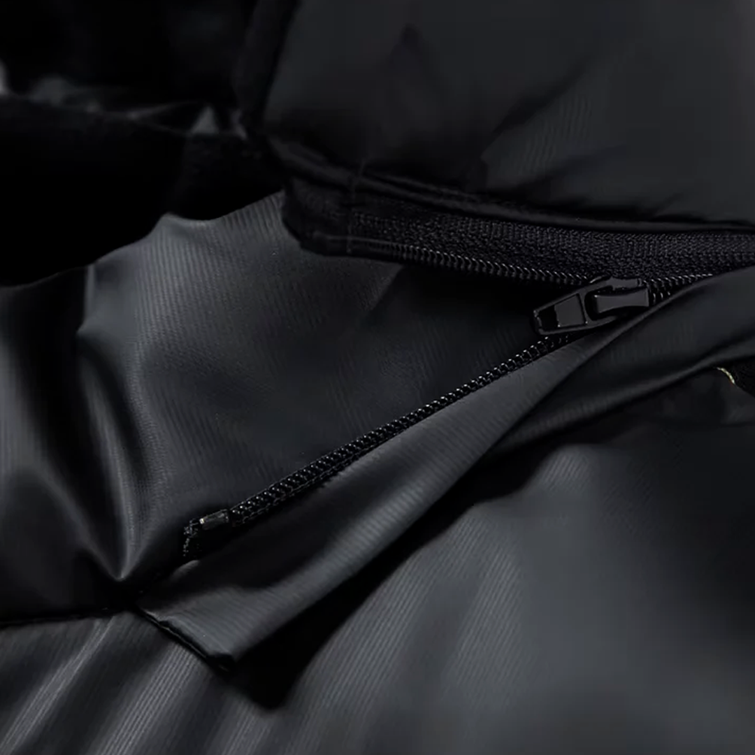 Steppjacke Herren wasserabweisend mit abnehmbarer Kapuze, hüftlang
